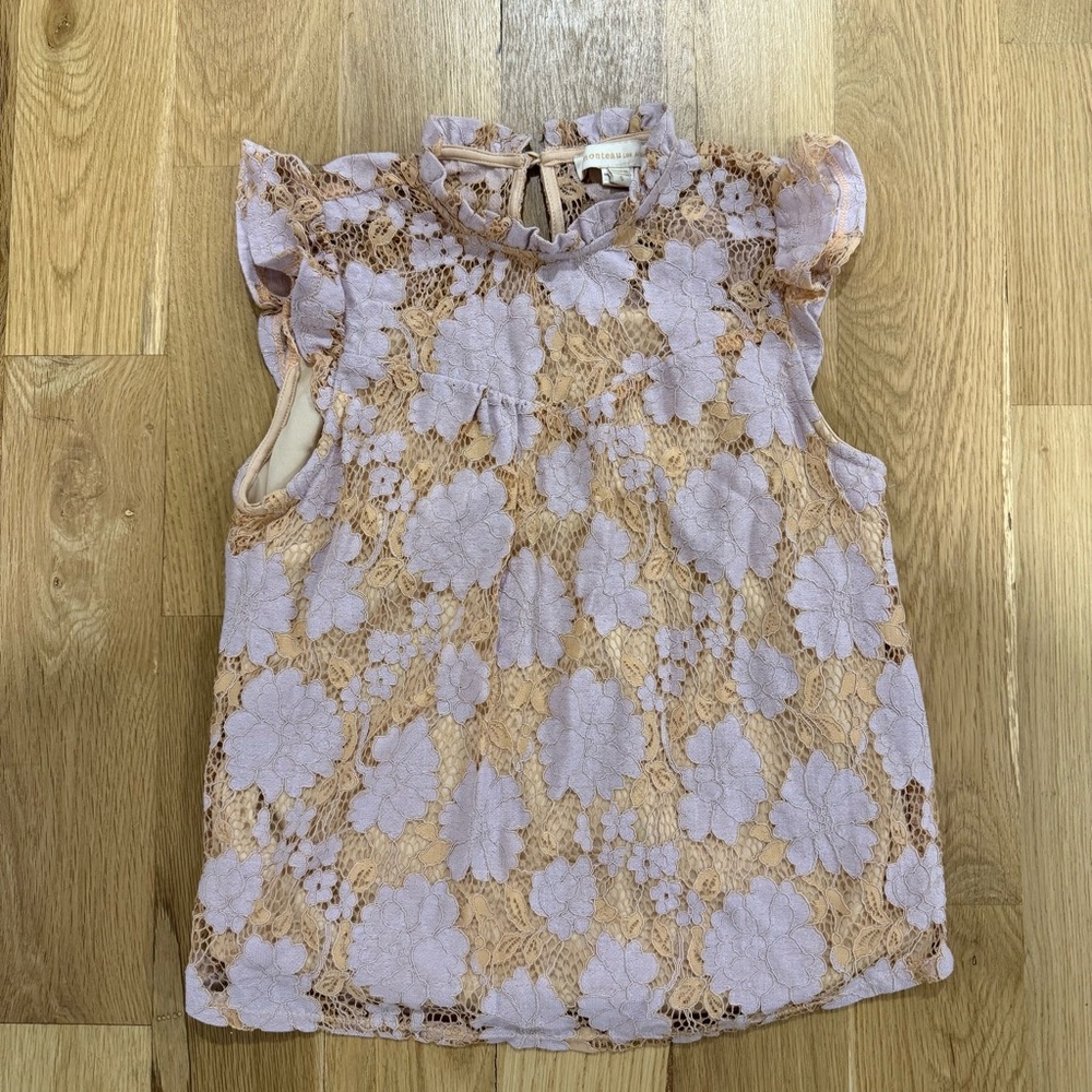 Monteau Lavender Cottagecore Floral Lace Sleeveless Top size Small